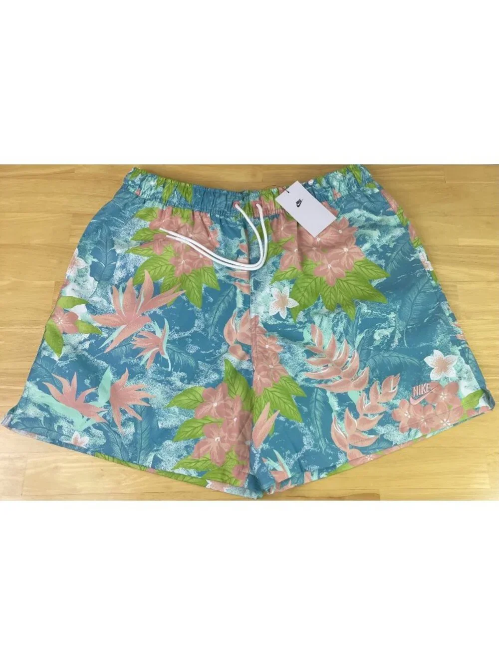 Nike Sportswear Floral Tropical Blue & Pink Design Shorts HV4610-353, Men L, NWT